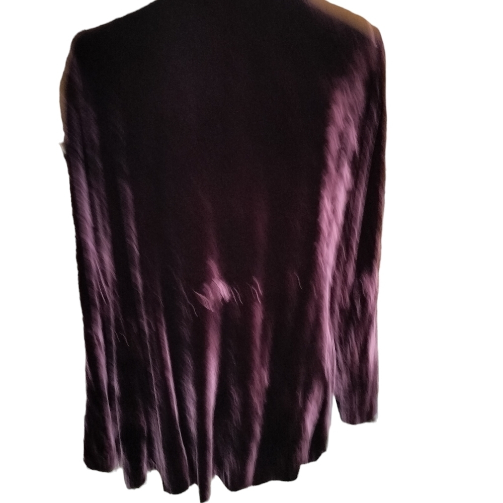 2242)Eileen Fisher Deep Burgundy Single Button Silk Blend Velvet Cardigan Size L - Picture 5 of 8